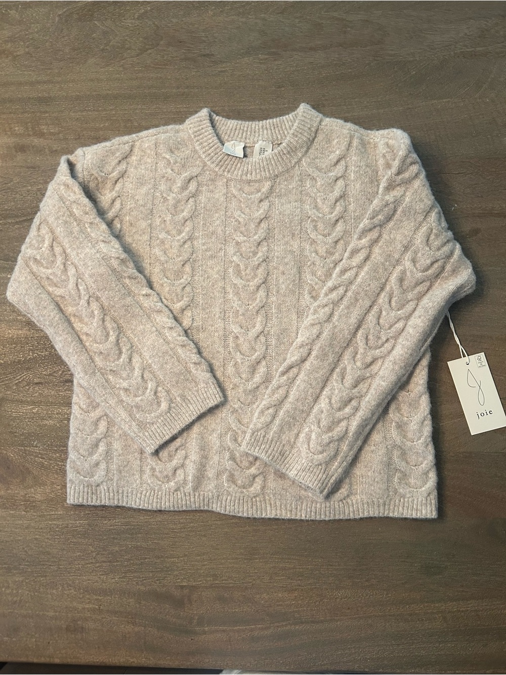 Joie Women's Cable Knit Crewneck Sweater in beige